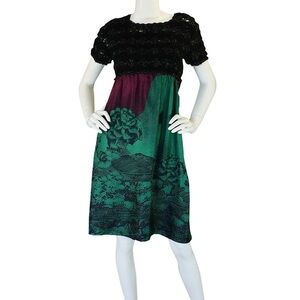 Missoni black green crochet silk dress